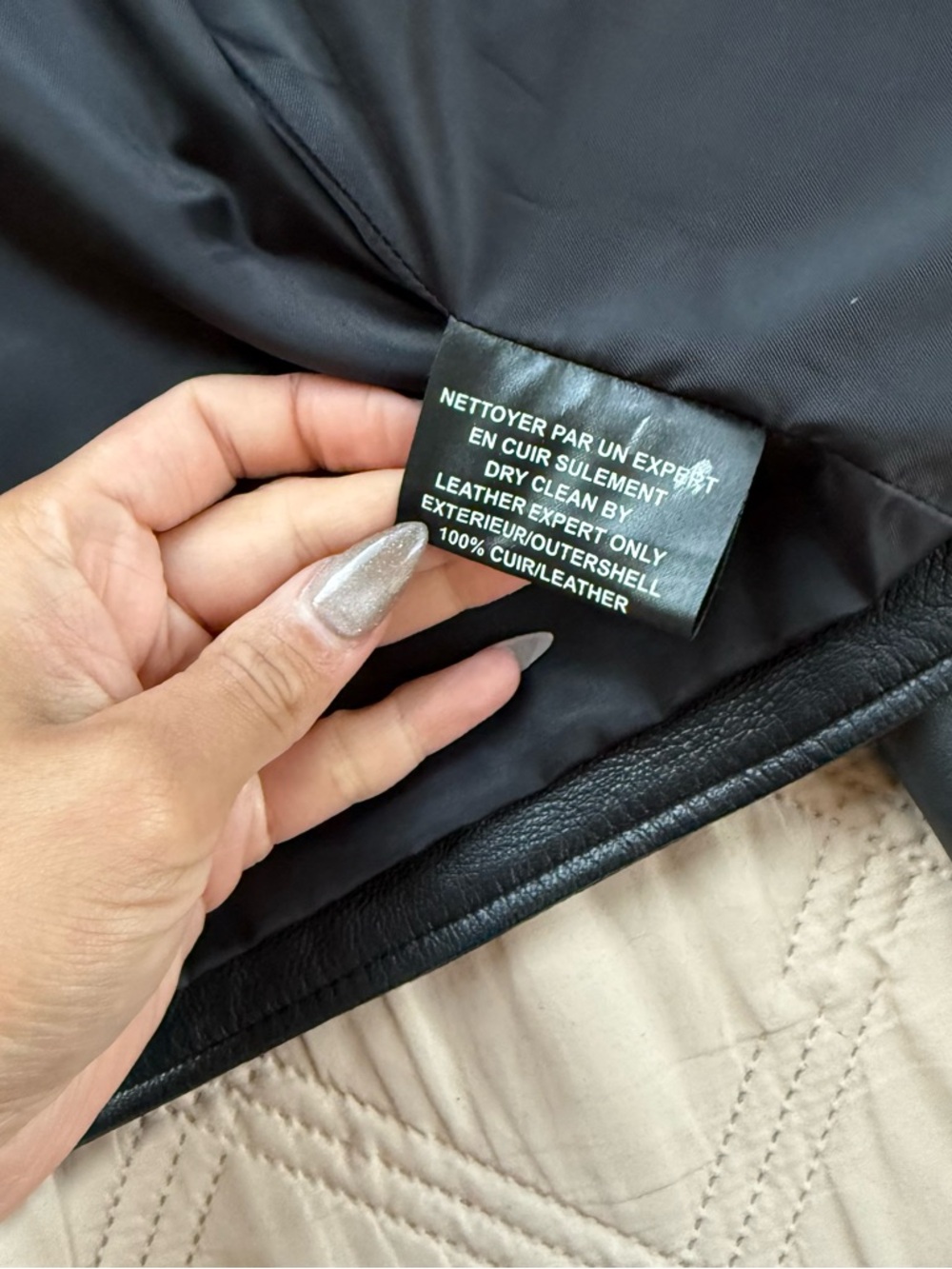 Women's Black Leather Hooded Asymmetrical Zip Jacket - Picture 4 of 6